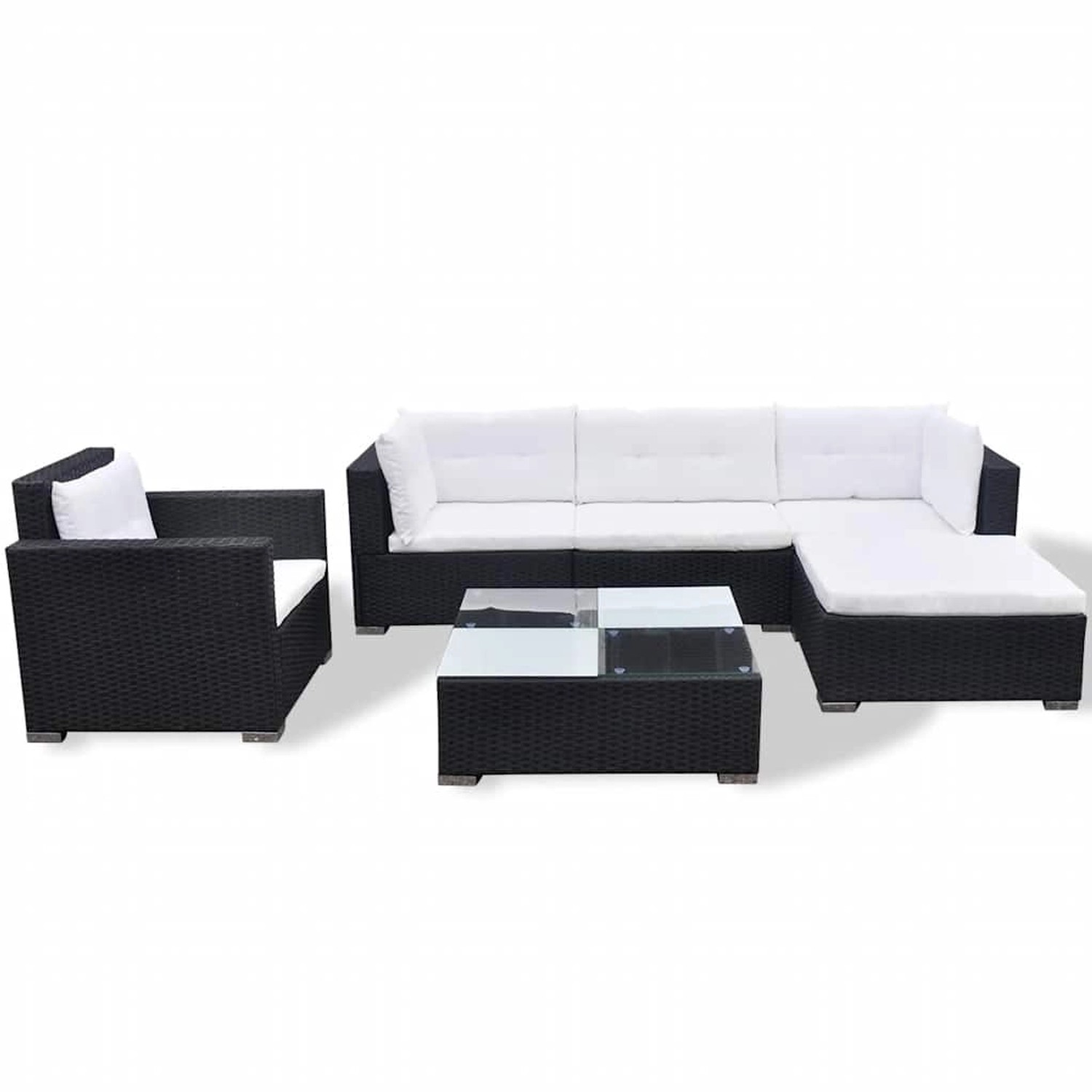 vidaXL 6-Tlg Garten-Lounge-Set mit Kissen Poly Rattan Schwarz 42743