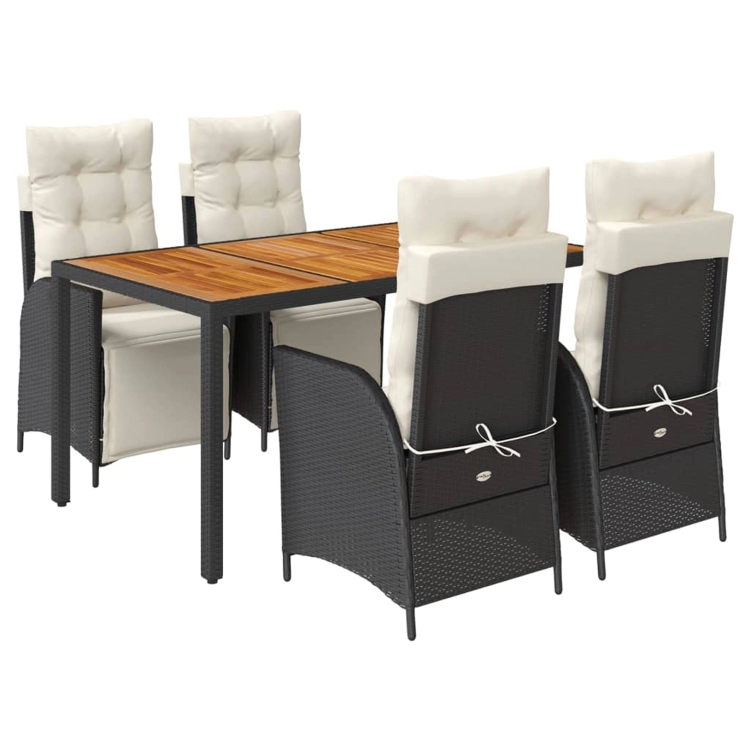 vidaXL 5-Tlg Garten-Essgruppe mit Kissen Schwarz Poly Rattan 3213334 günstig online kaufen