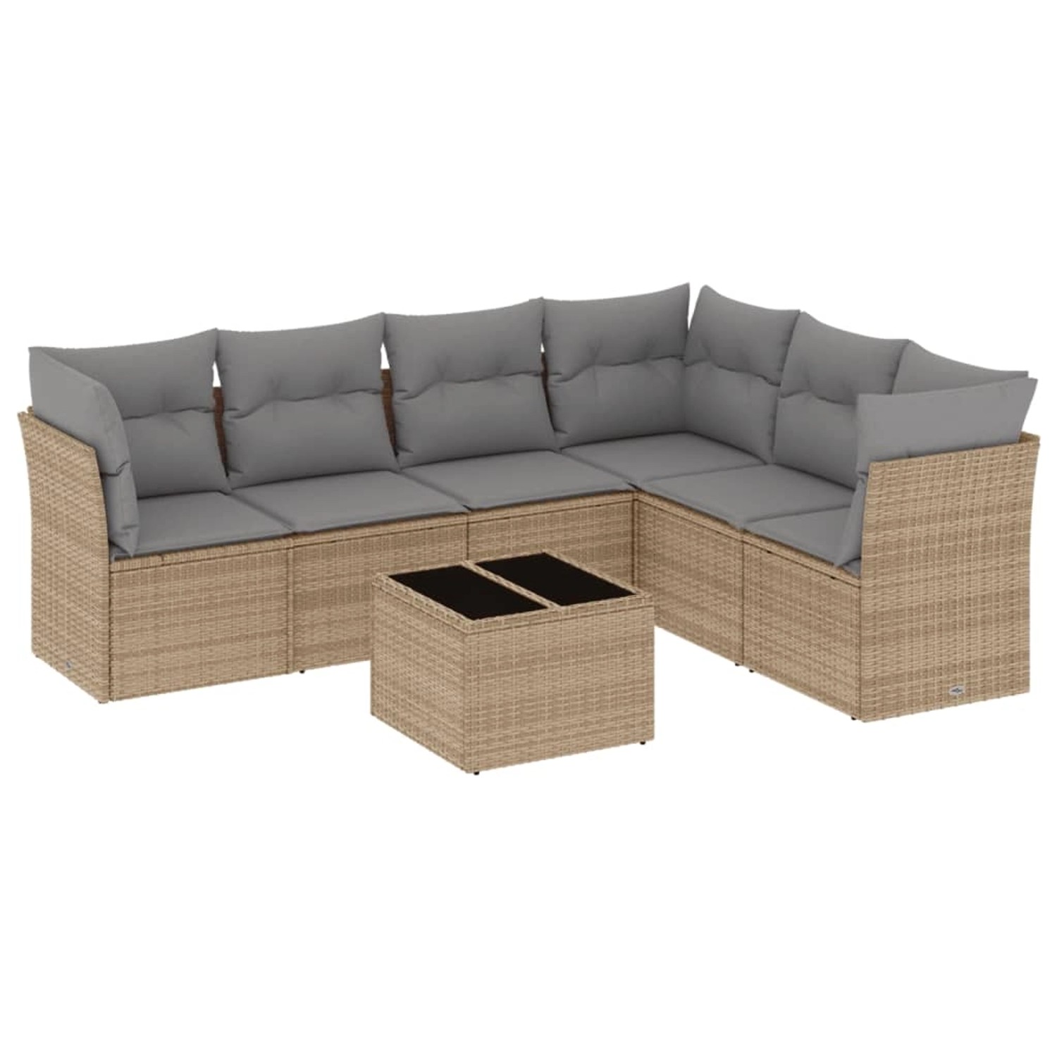 vidaXL 7-Tlg Garten-Sofagarnitur mit Kissen Beige Poly Rattan 3217689 günstig online kaufen