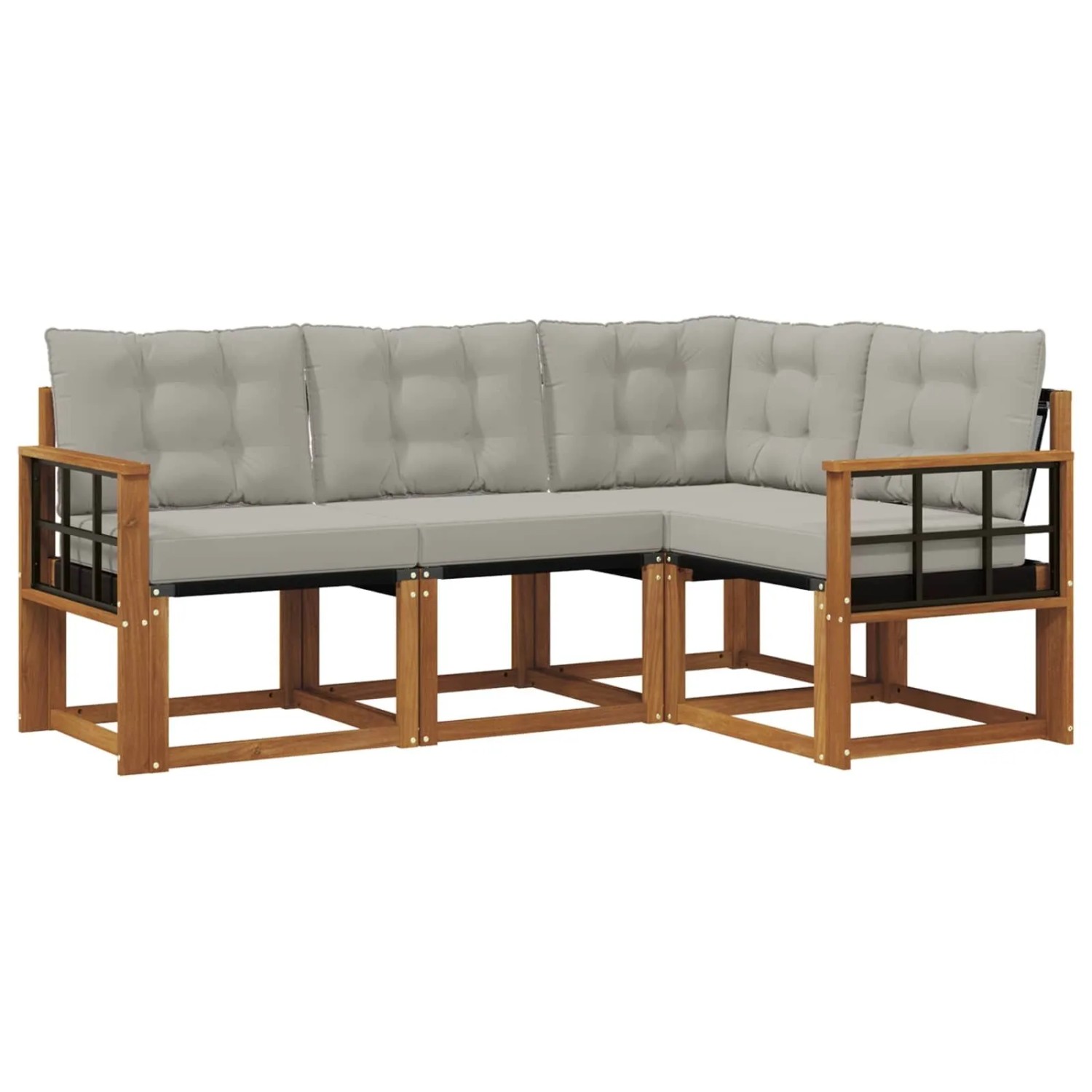 Thumbnail - vidaXL Outdoor-Sofagarnitur mit Kissen 4-Tlg Natur und Hellgrau 3368622