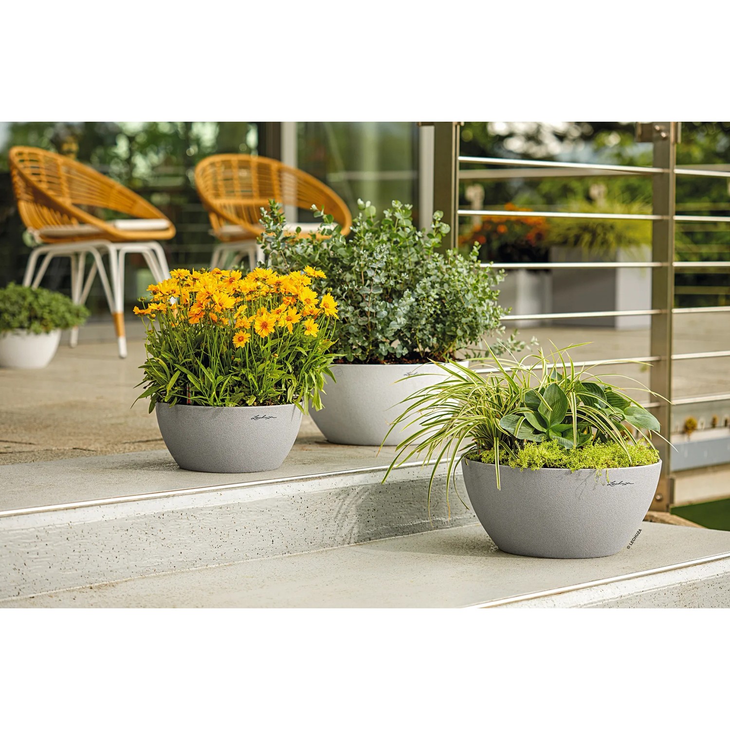 LECHUZA CUBETO Stone 30 Beige Sable – Jardinière 30 Cm Avec Système D'Irrigation, Intérieur/Extérieur