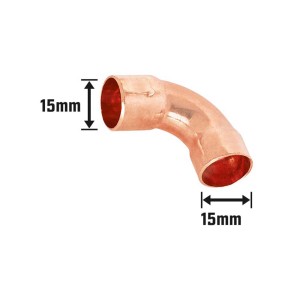 Löt-Bogen, Ø 15 mm, aus Kupfer für die dauerhafte Verbindung von Kupferrohren.