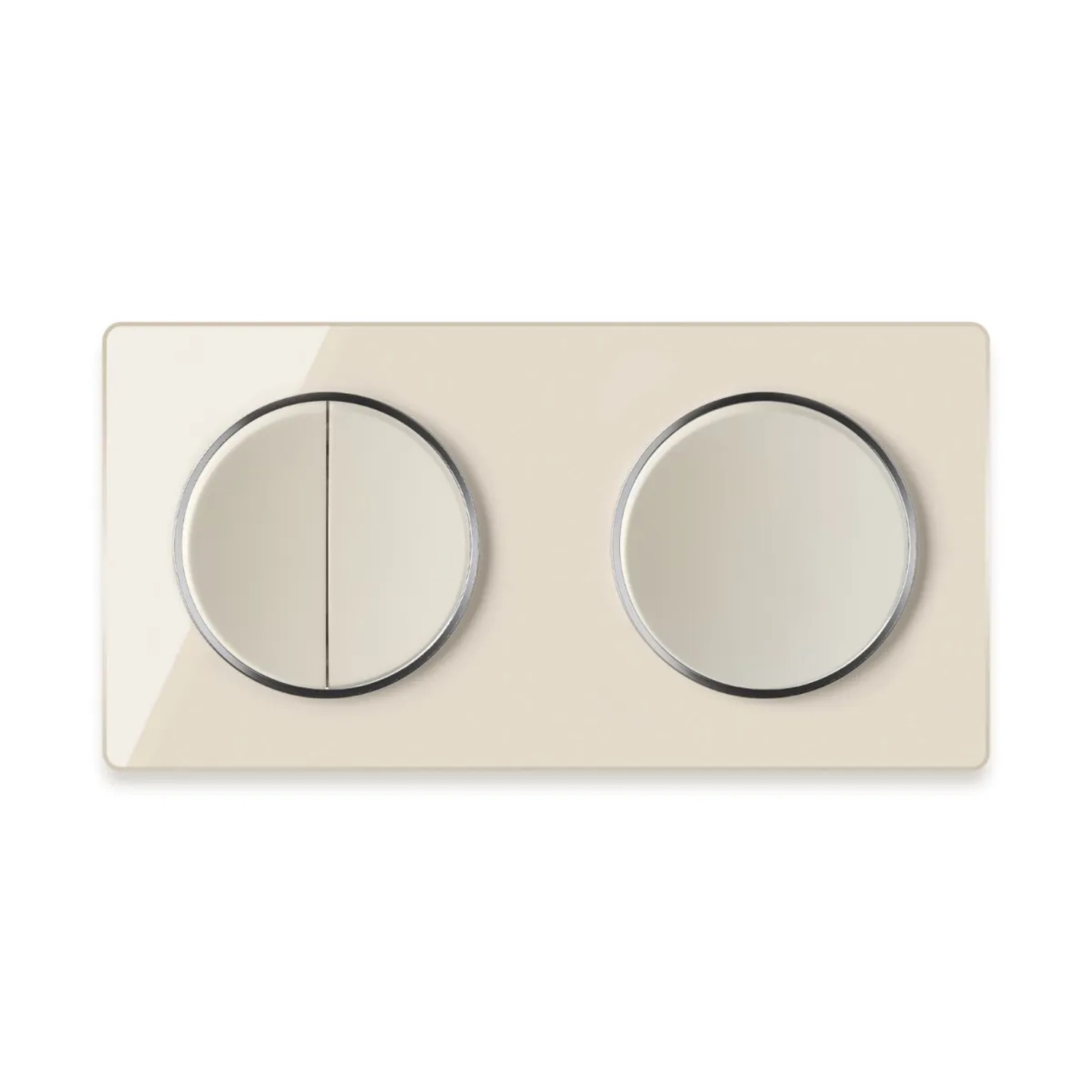 OneKeyElectro Serienschalter 2fach Lichtschalter mit Glas Abdeckrahmen 2fach Waagerecht Beige
