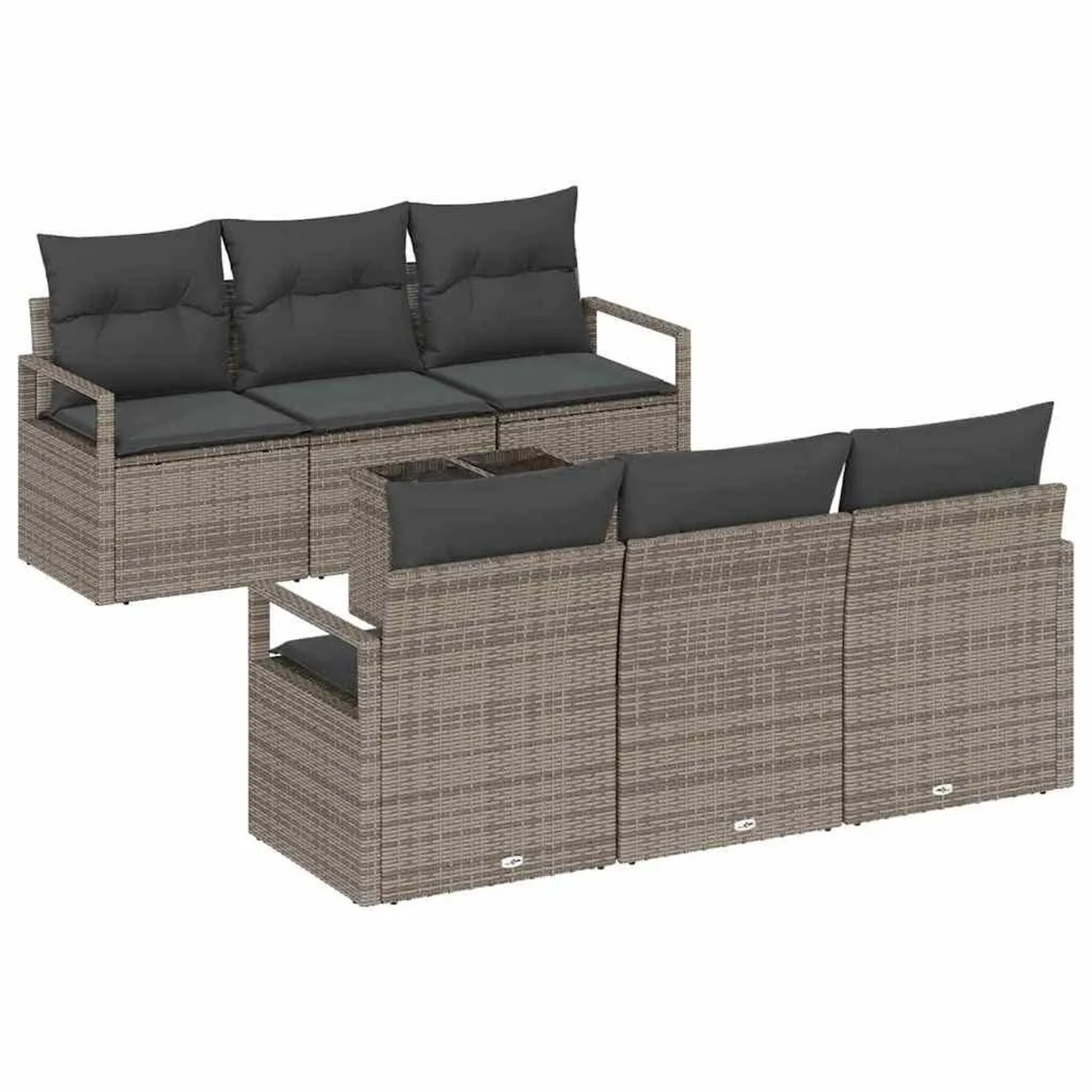 vidaXL Sofa Set mit Kissen 7-Tlg Grau Poly-Rattan 3346269 günstig online kaufen