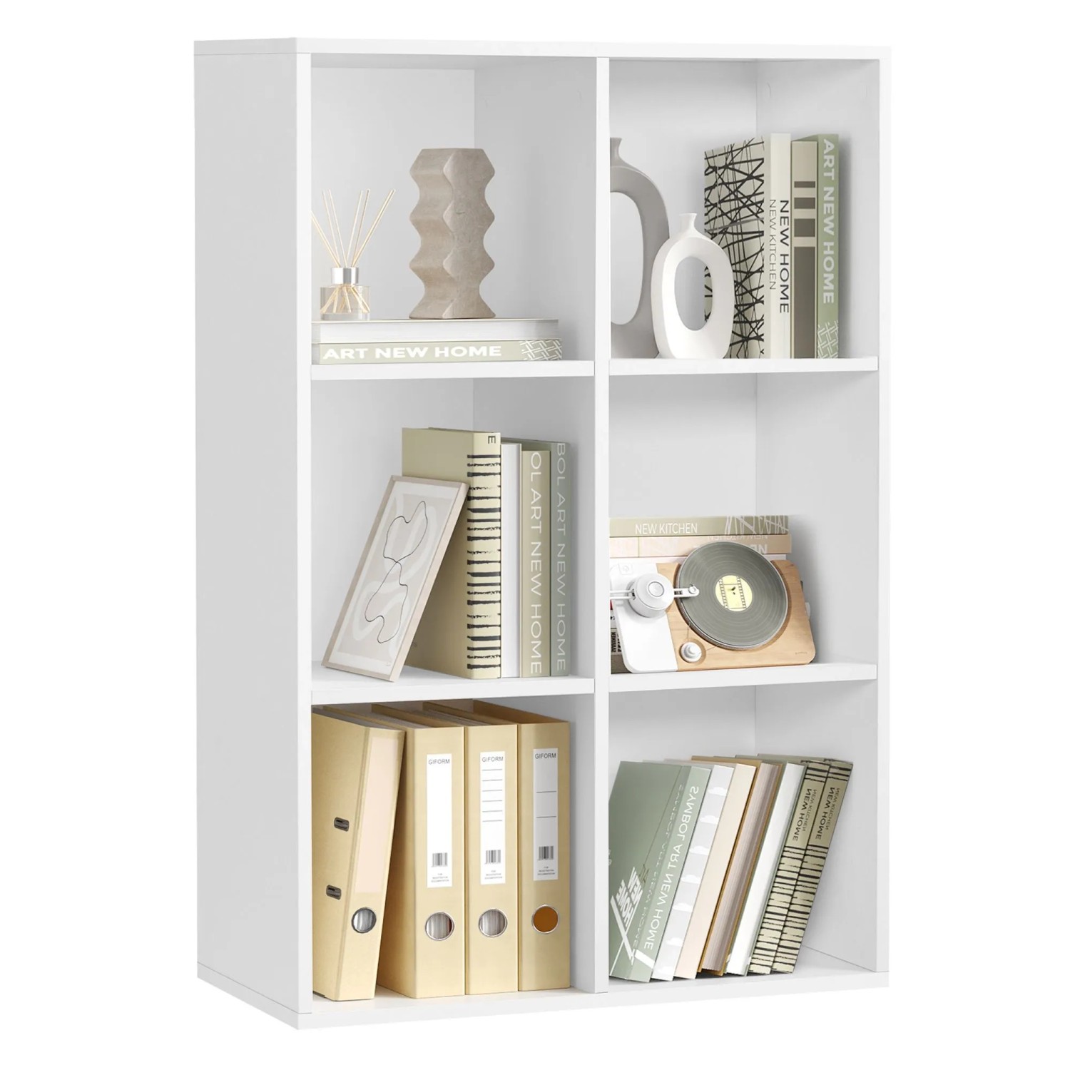 Vasagle Bücherregal mit 6 Fächern 97,5 cm x 65,5 cm x 30 cm Weiß
