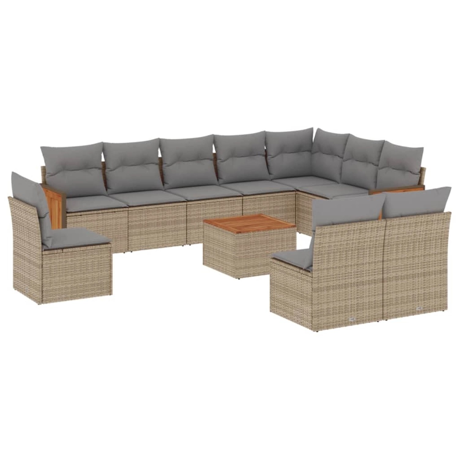 vidaXL 11-Tlg Garten-Sofagarnitur mit Kissen Beige Poly Rattan 3227760 günstig online kaufen