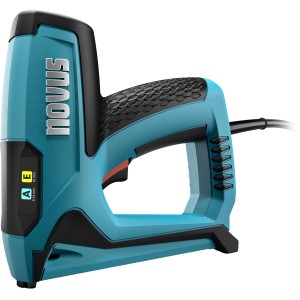 Novus Elektrotacker J-120 in Türkis und Schwarz, geeignet für Stoffe und Gewebe.