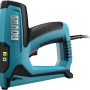 Novus Elektrotacker J-120 in Türkis und Schwarz, geeignet für Stoffe und Gewebe.