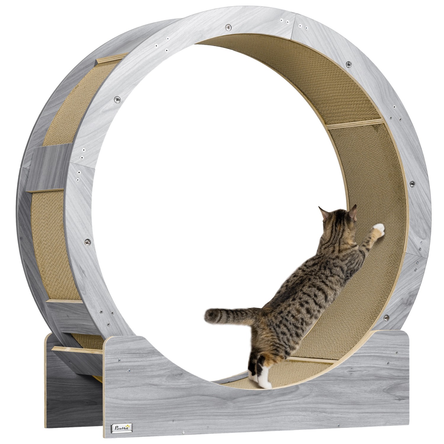 PawHut Katzenlaufrad Mehrschichtplatte Wellpapier Grau 91L x 33,5B x 94H cm günstig online kaufen