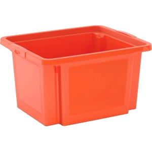 Orange H-Stapelbox, 23 l, aus Kunststoff, für Aufbewahrung und Ordnung.