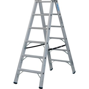 Krause Doppelleiter Stabilo mit 2x6 Stufen, silberfarben, für sicheren Stand bei Arbeiten.
