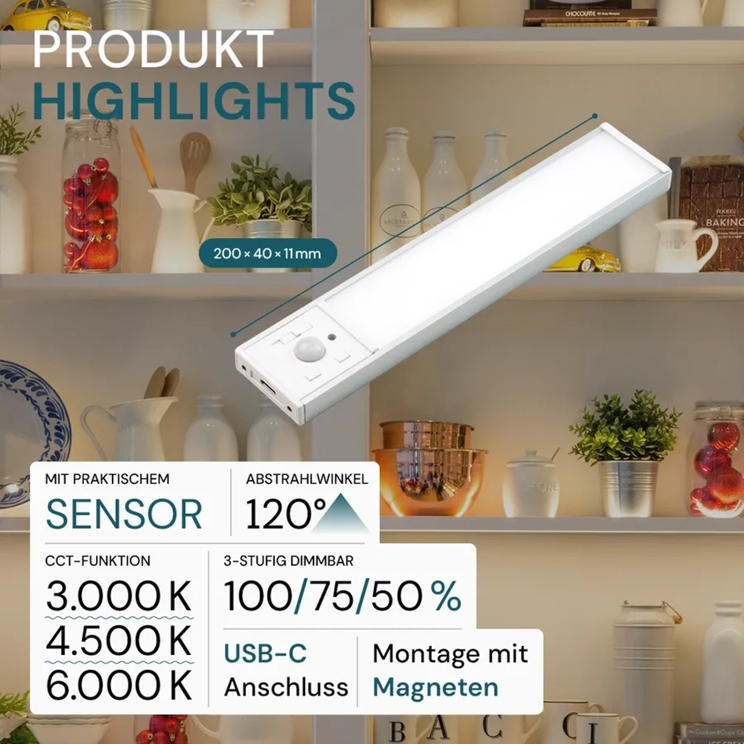LUXULA LED Lichtleiste Akku CCT Dimmbar Magnetisch Bewegungsmelder 20 cm USB-C kaufen bei OBI