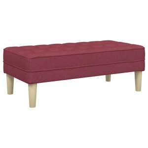Weinrote vidaXL Schuhbank aus Stoff mit hellen Holzfüßen, 113x57x39 cm.
