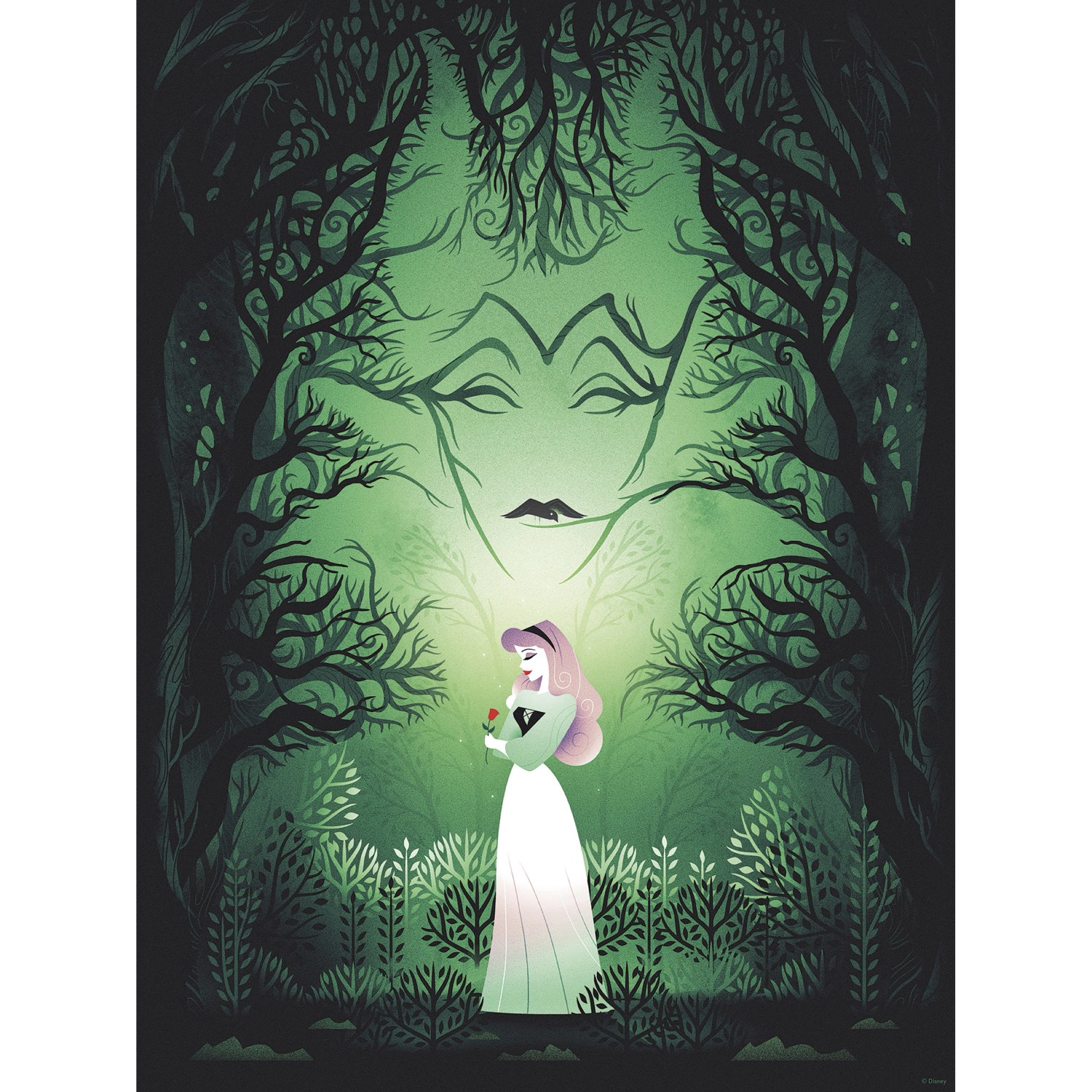 Komar Wandbild Disney Sleeping Beauty Aurora Maleficent 30 cm x 40 cm Grün günstig online kaufen