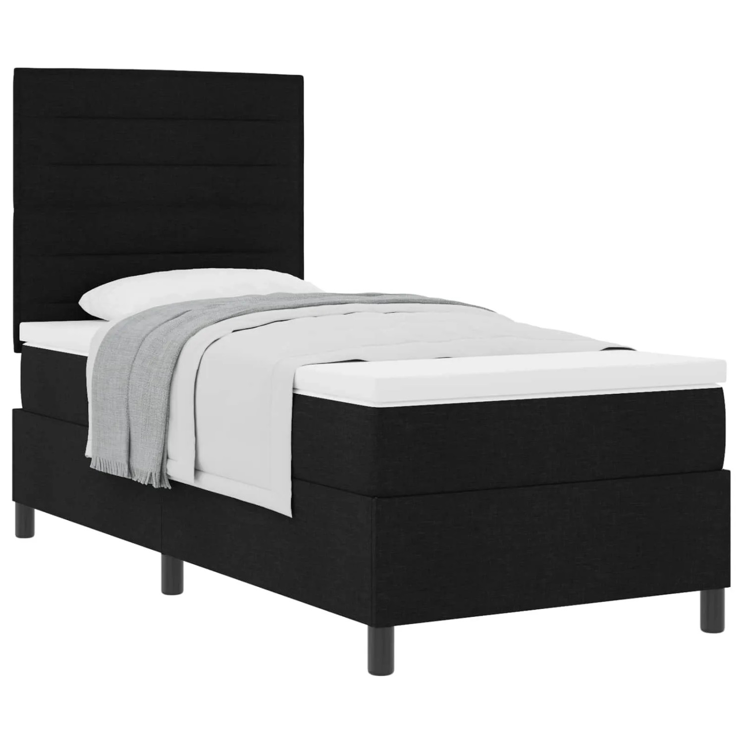 vidaXL Boxspringbett mit Matratze Schwarz 100 x 200 cm Stoff 3339289