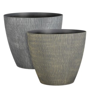 Mica Decorations Topf Mambo, 2er-Set, grau und grün, Ø 38cm. Dekorative Blumentöpfe für Innen und Außen.