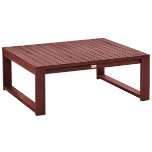 Beliani Gartentisch TIMOR, dunkelrot, 90x75x35 cm, aus Akazienholz für Terrasse und Garten.