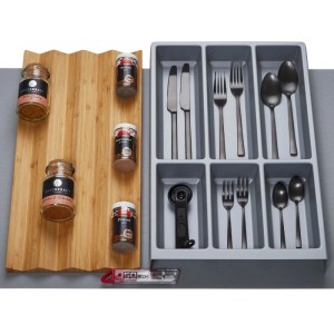 SOTECH ORGA-BOX Vario SET 5 Silbergrau für 80er Schublade Besteckeinsatz Gewürzeinsatz Antirutschmatte Orga-Weave