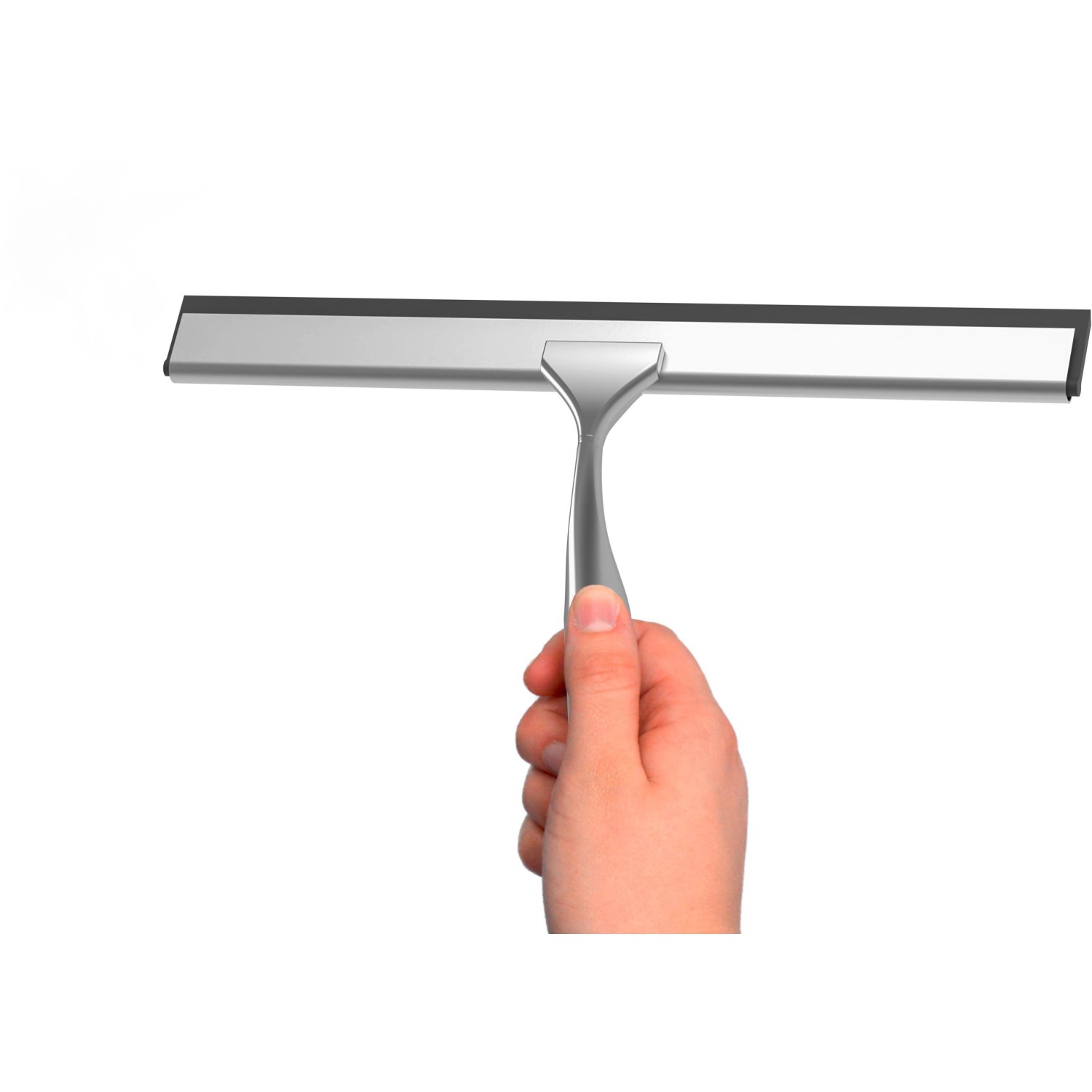 Eisl Glasabzieher für Dusche mit verchromtem Griff in Hand, Badhelfer.