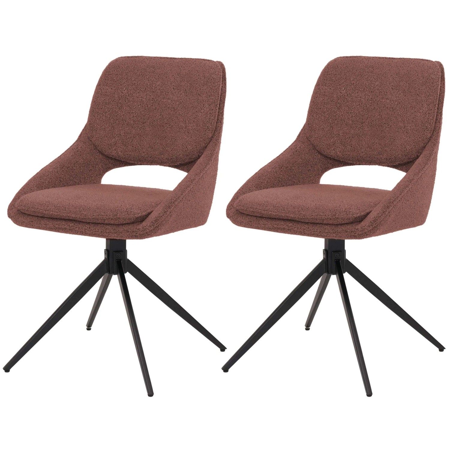 MCW Esszimmerstuhl N73 2er-Set Textil Boucle 540g/m² Braun