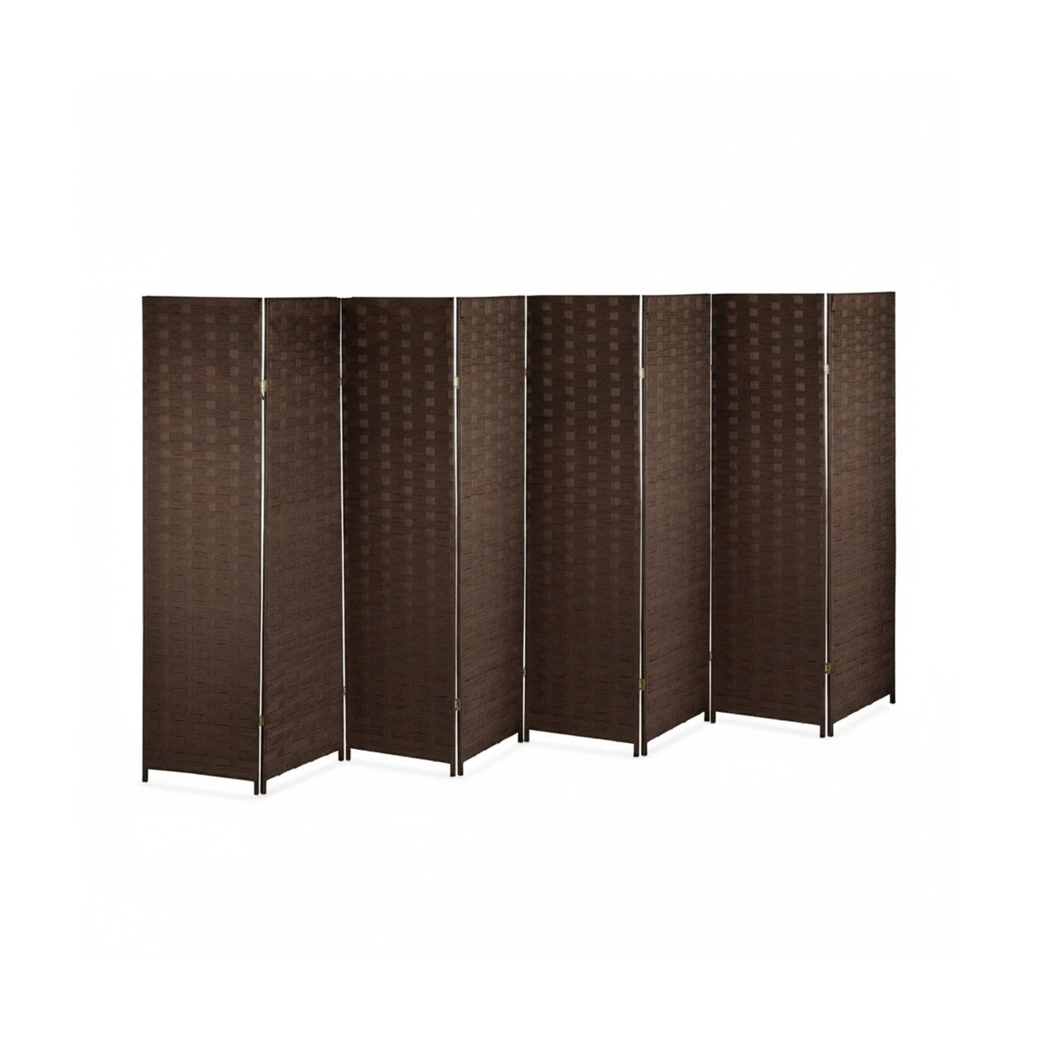 Relaxdays Paravent Holz Braun 8-teilig Faltbar 170 cm x 320 cm x 2 cm