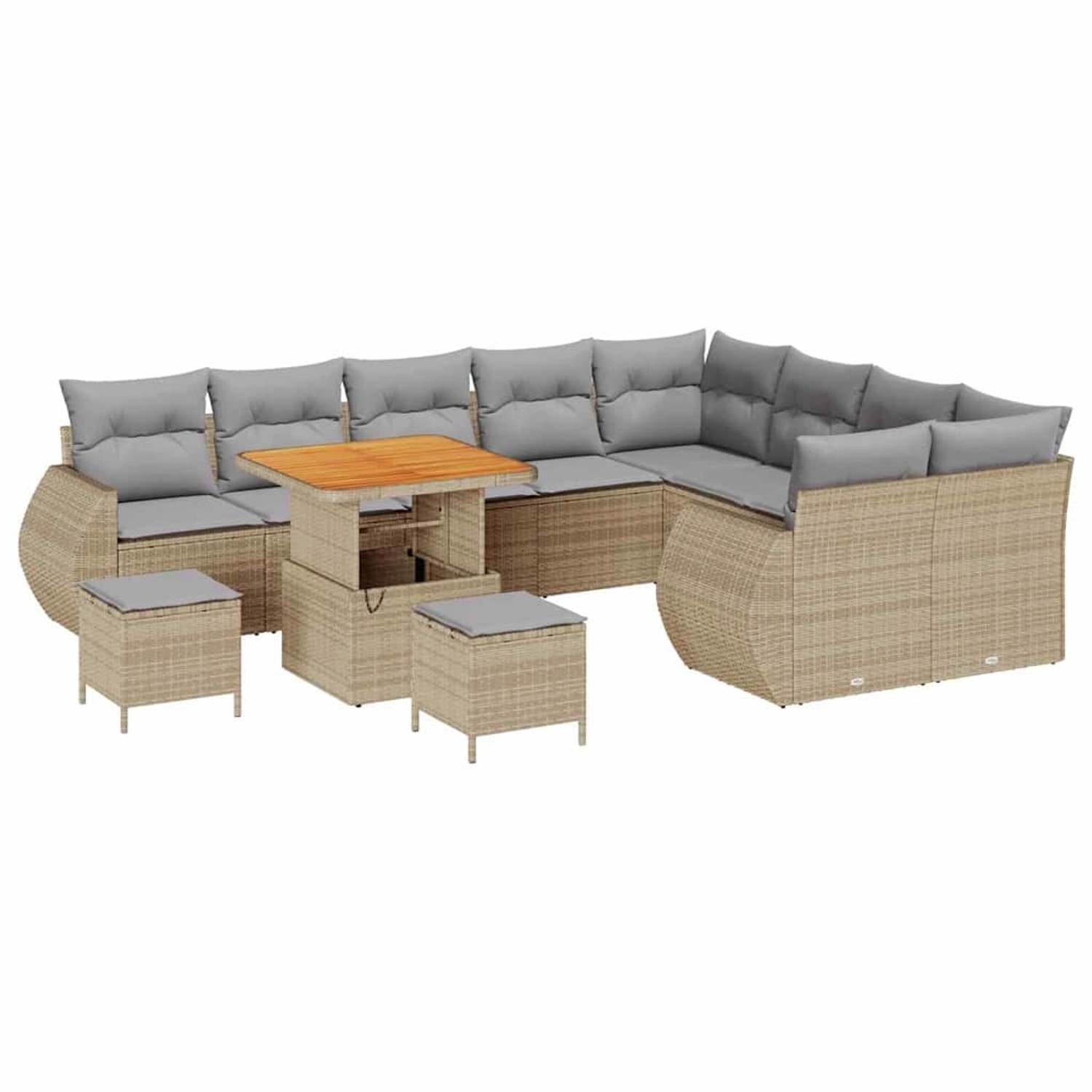 vidaXL Garten-Sofa-Set 12-Tlg Beige Poly Rattan 3361912 günstig online kaufen