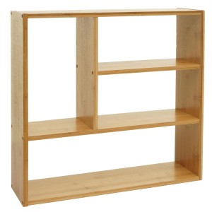 MCW Wandregal M22 aus Bambus mit 4 Fächern, 50x50x15cm.