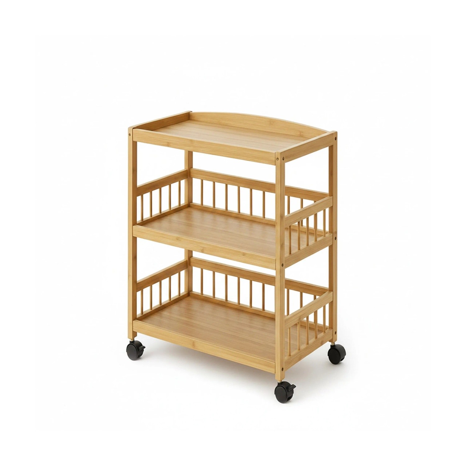 Relaxdays Küchenwagen Bambus Natur Mit Rollen 80 cm x 53 cm x 30 cm, 4,2 kg