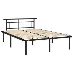 Schwarzes Metall Bettgestell 140x200 cm mit Lattenrost für Schlafzimmer.