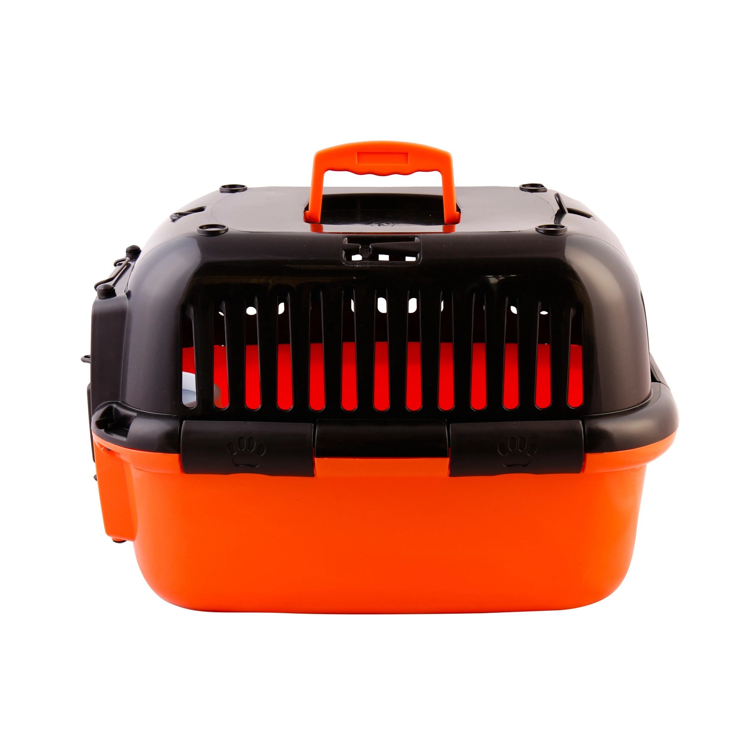 Heimtier-Transportbox Large, orange/schwarz, 57x38x38cm, für sicheren Transport von Hunden und Katzen.