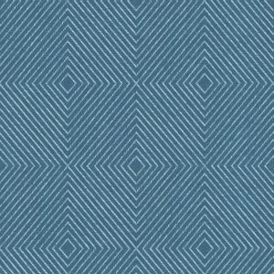 Blaue Vliestapete mit geometrischem Muster in Silber. Dekorative Tapete für Wohnräume.