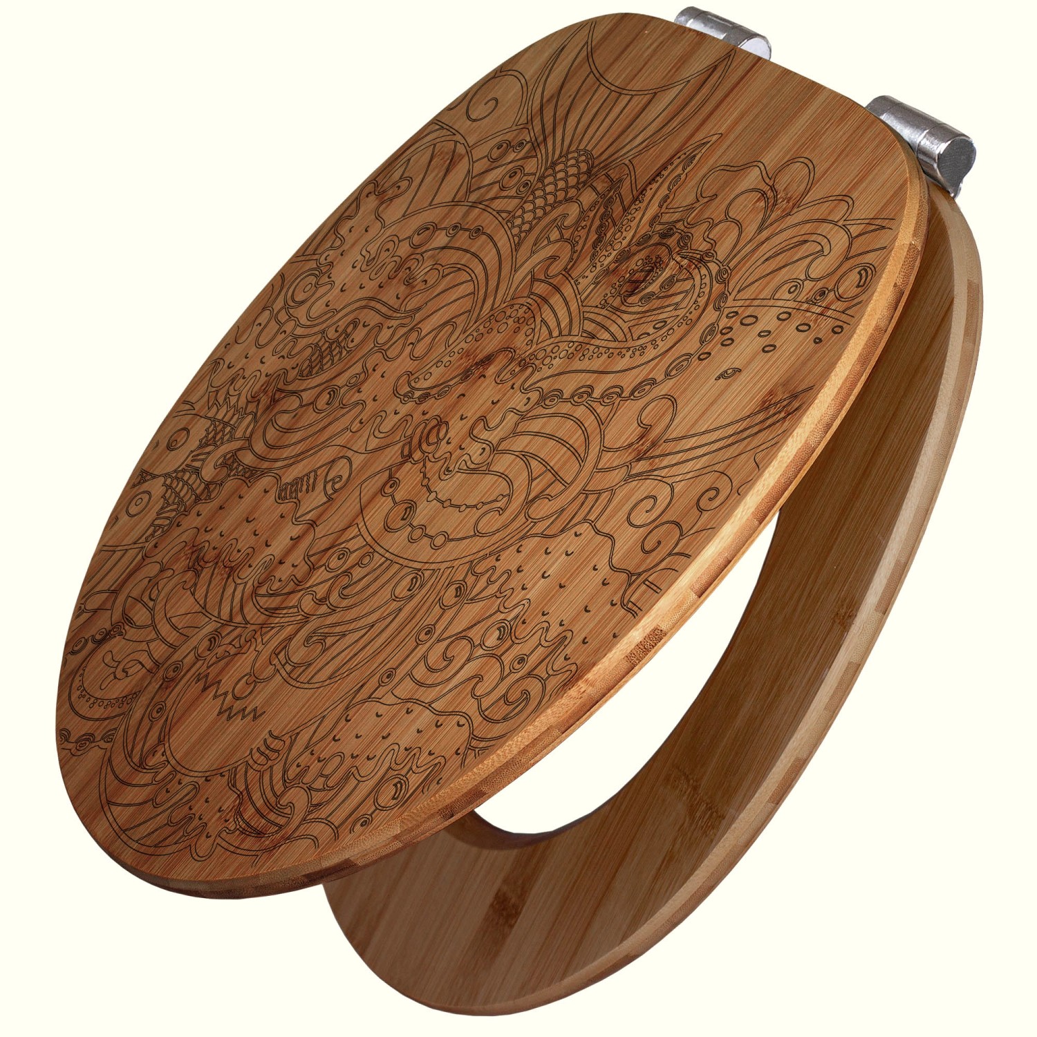 Banjado WC Sitz Bambus Holz Mit Gravur Toilettendeckel Mit Absenkautomatik günstig online kaufen
