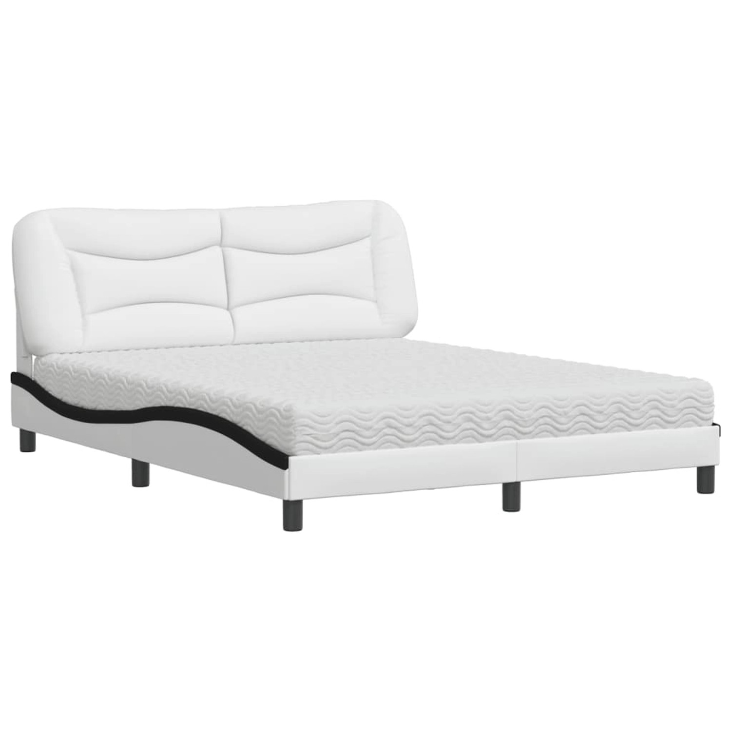 vidaXL Bett mit Matratze Hvar Weiß und Schwarz 160x200 cm Kunstleder 3208737