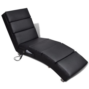 Schwarze vidaXL Massage-Chaiselongue aus Kunstleder, Relaxsessel mit Massagefunktion.