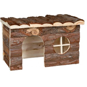 Trixie Kleintierhaus Jerrik aus Naturholz mit Dachliegefläche, 28x16x18cm, für Käfig.