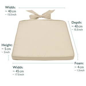 Beautissu Pia Stuhlkissen Natur, 4er Set, 45x40x5cm mit Bindebändern.