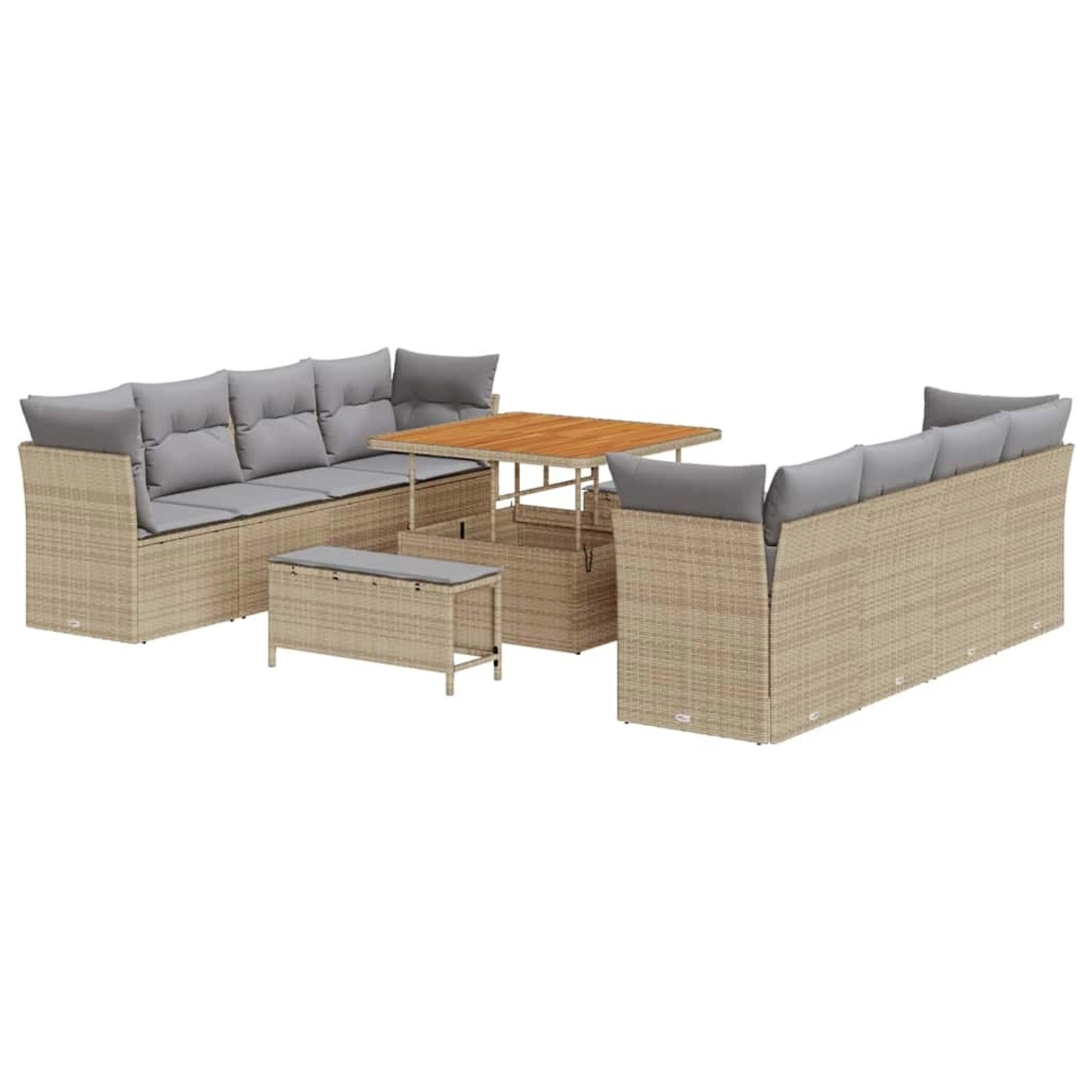 vidaXL Garten-Sofa-Set 11-Tlg Beige Poly Rattan 3361467 günstig online kaufen