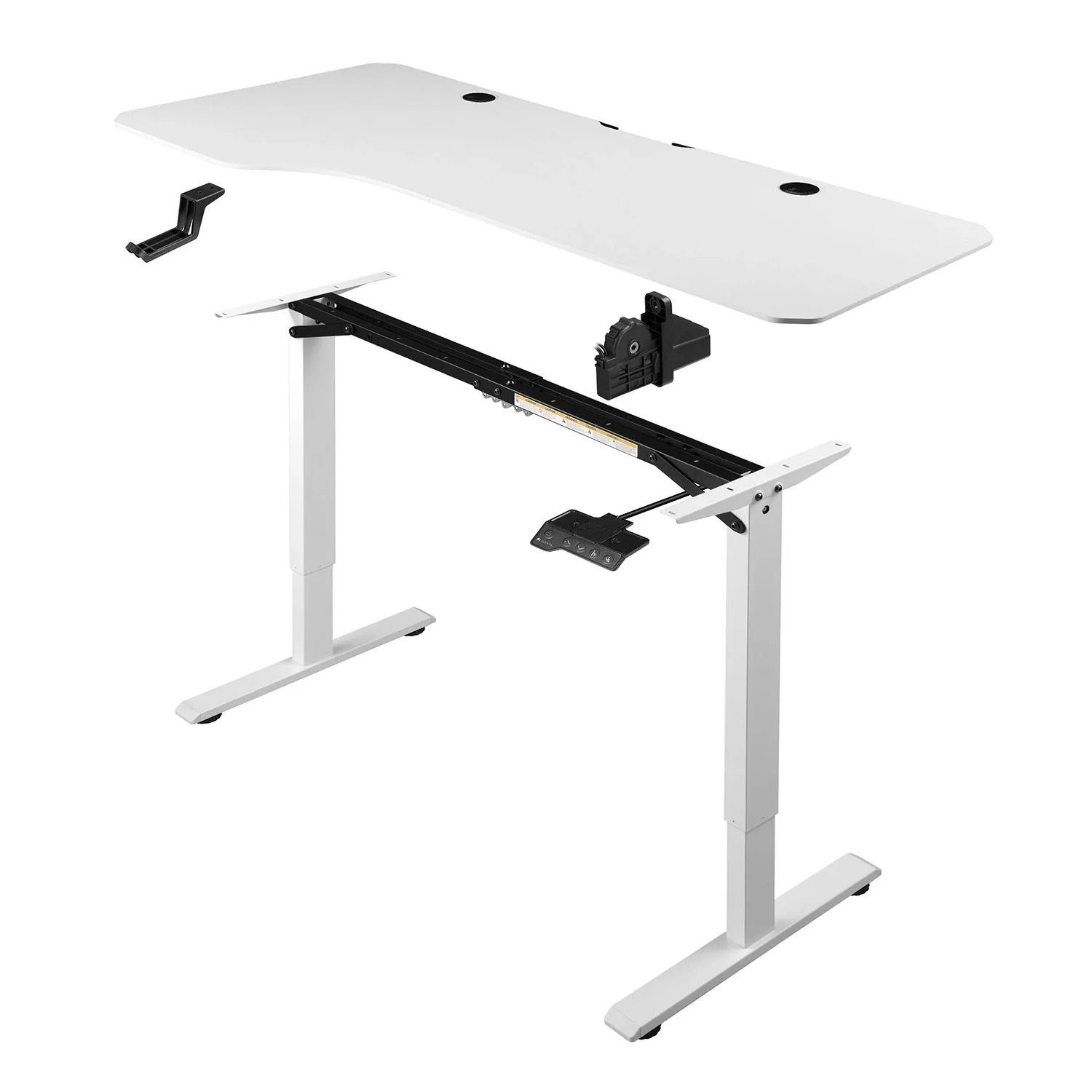 Juskys Schreibtisch Office Stand, 160x75 cm, höhenverstellbar, weiß, mit Ablage.
