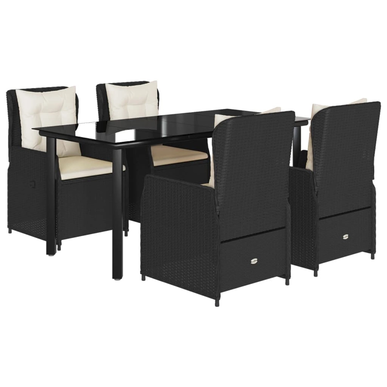 vidaXL 5-Tlg Garten-Essgruppe mit Kissen Schwarz Poly Rattan 3262836 günstig online kaufen