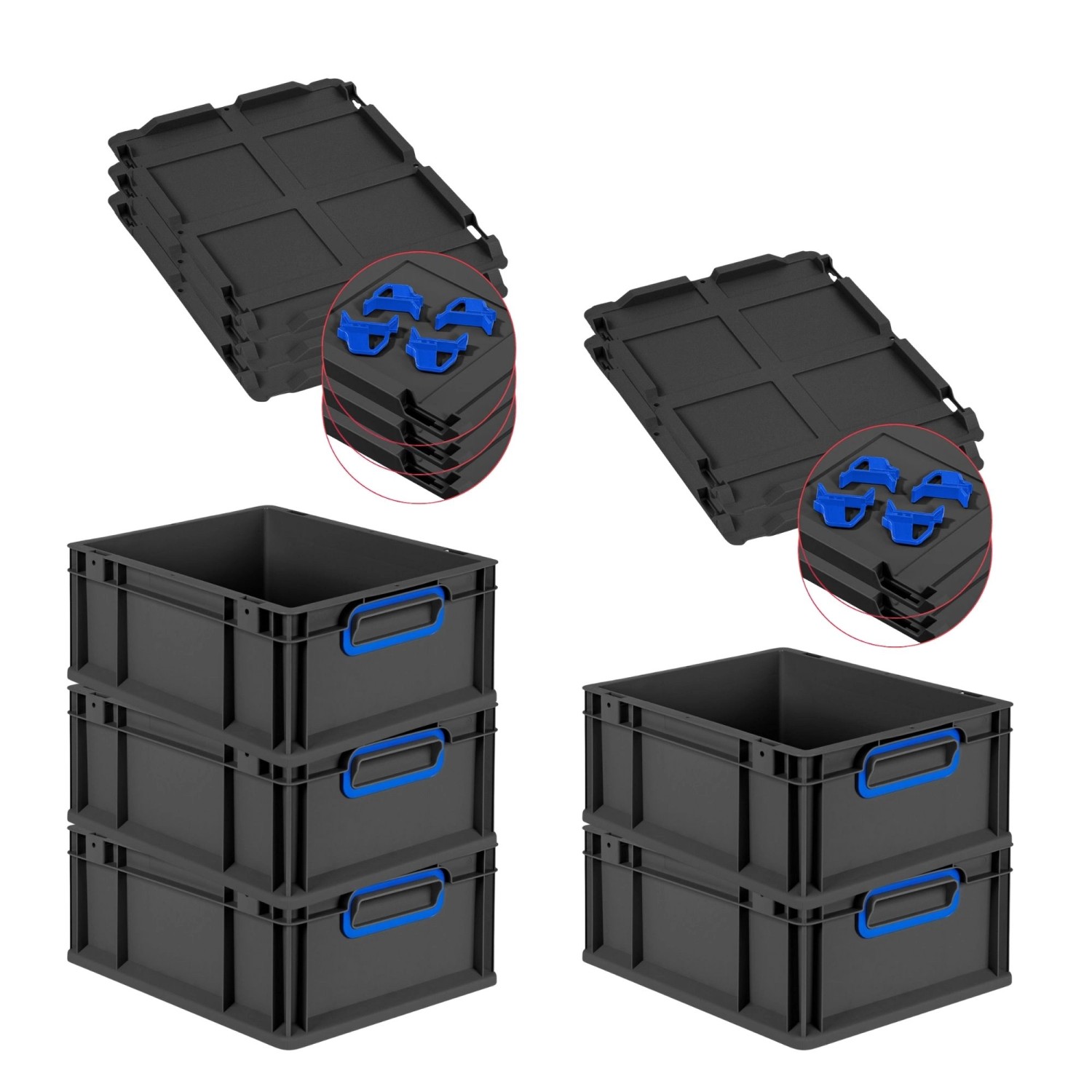 PROREGAL SparSet 5x Eurobox Nextgen Color Mit Auflagedeckel HxBxT 17x30x40c günstig online kaufen