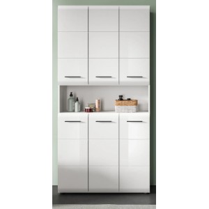 Inn.Furn Badezimmer Hochschrank in Weiß Hochglanz 90 x 185 cm Livia