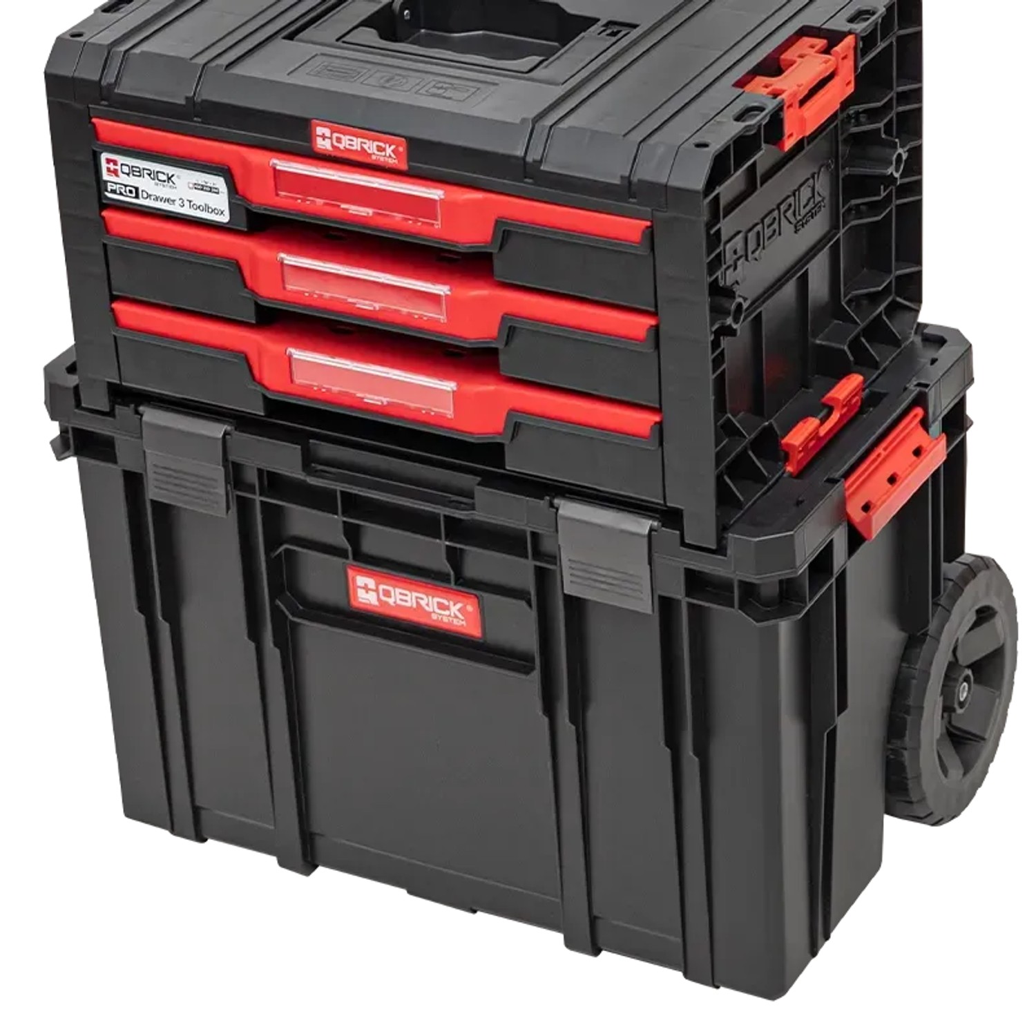 PROREGAL QBRICK Werkzeugtrolley Two, 38L, schwarz, mit Deckel, Teleskopgriff und Rädern.