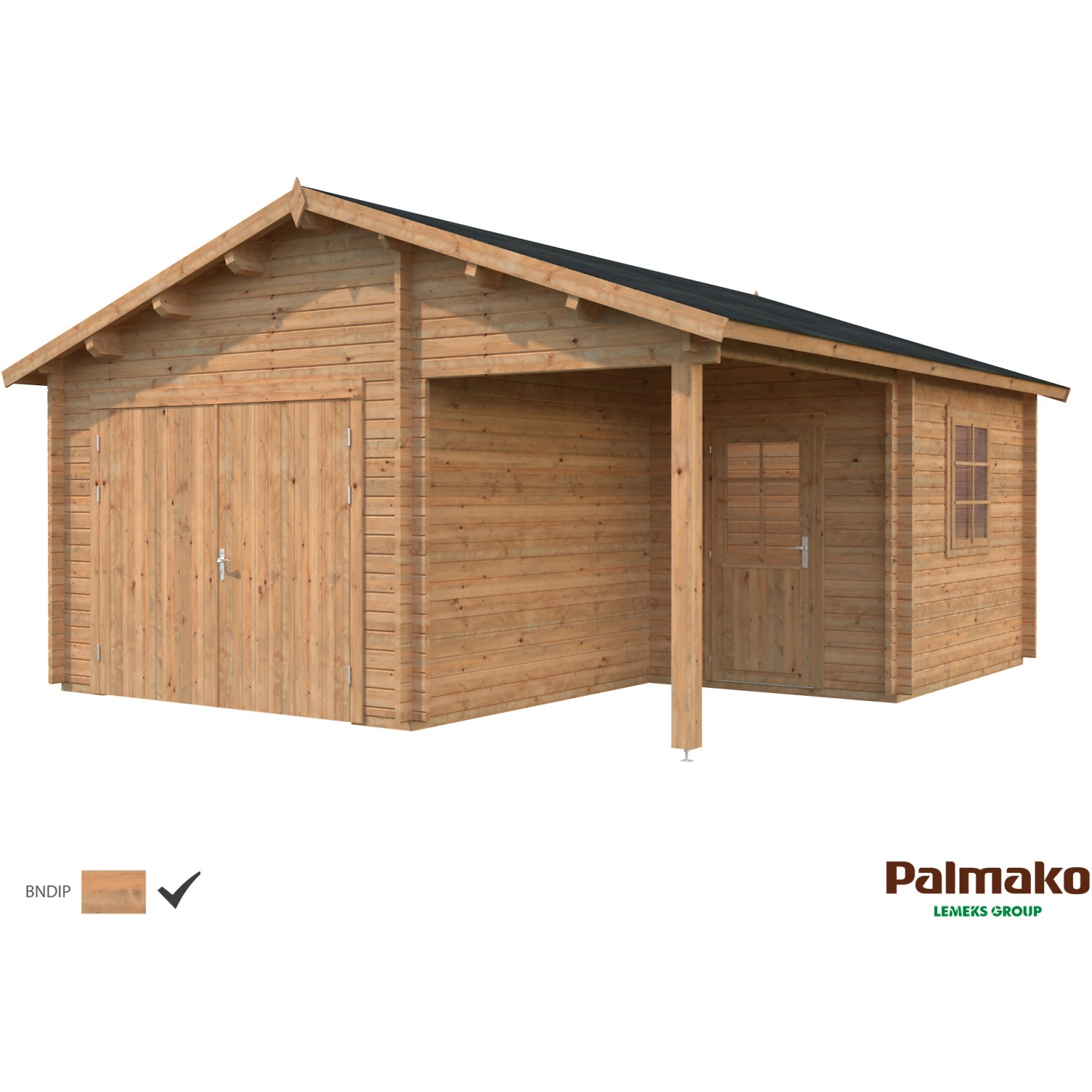 Palmako Holzgarage Roger mit Holztor Braun tauchgrundiert 510 cm x 550 cm günstig online kaufen