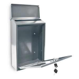 Relaxdays Briefkasten Metall Silber Abschließbar Mit 3 Fenstern 25 cm x 40 cm x 10 cm 2,1 kg