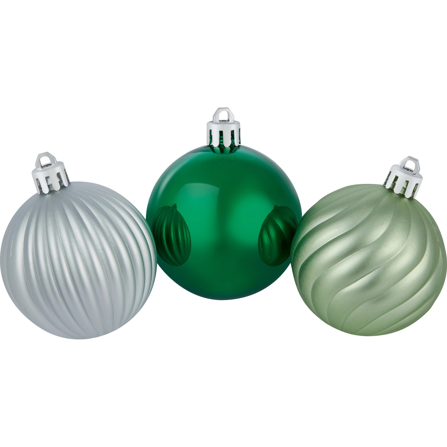 Weihnachtsbaumkugeln Ø 6 cm Kunststoff Grün Silber 40-teilig