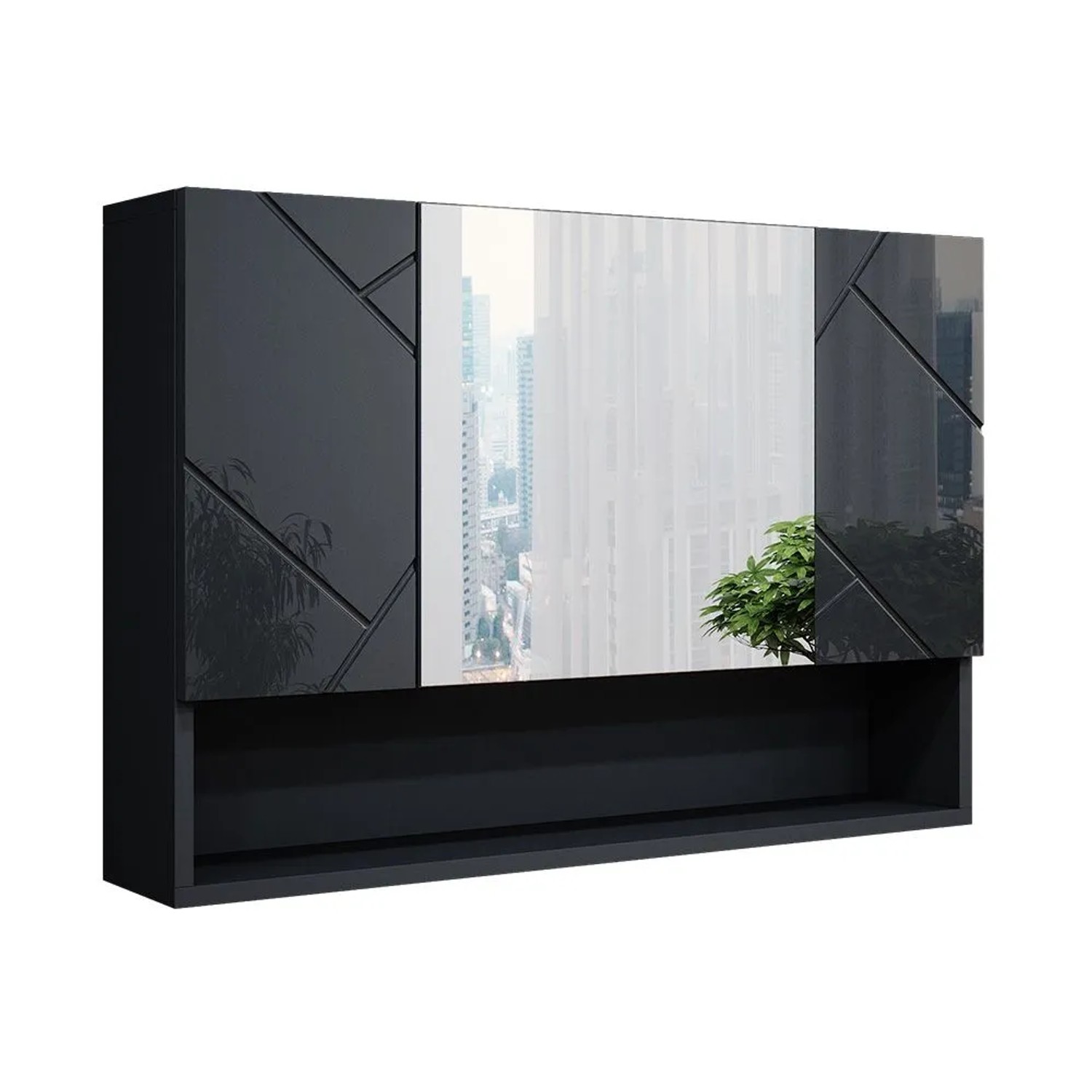 Vicco Badspiegelschrank Irma Anthrazit Hochglanz 80 x 55