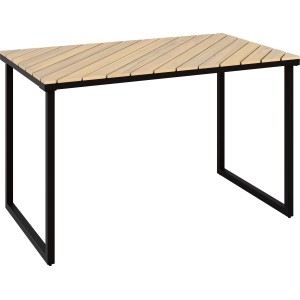 Esstisch Brookfield, 3-teilig, aus Akazienholz und Stahl, für Essgruppen im Garten.