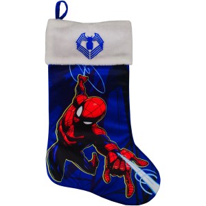 Marvel Weihnachtsstrumpf mit Spiderman Motiv und Schlaufe zum Aufhängen.