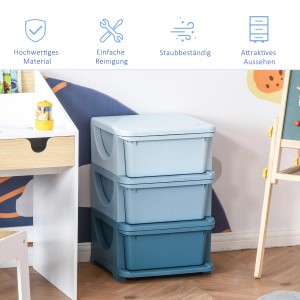 HOMCOM Schubladenschrank für Kinder, blau, mit 3 Schubladen zur Aufbewahrung im Kinderzimmer.