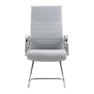 2er Set hellgraue Besucherstühle mit Armlehne und verchromtem Gestell. Bürostühle für Wartezimmer oder Konferenz.